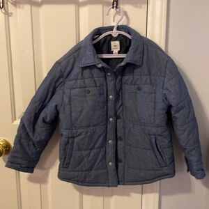 Free Assembly boy’s size 8 puffer jacket, snap front, blue. Pre-owned, like new